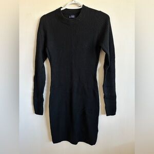GAP Black Long Sleeve Ribbed Dress